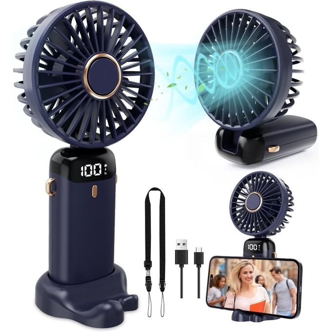 Mini Ventilateur Portable Avec Écran Led, Rechargeable 3000 Mah, 5 Vitesses Usb Pliable Pour Voyage - Image 1 of 1