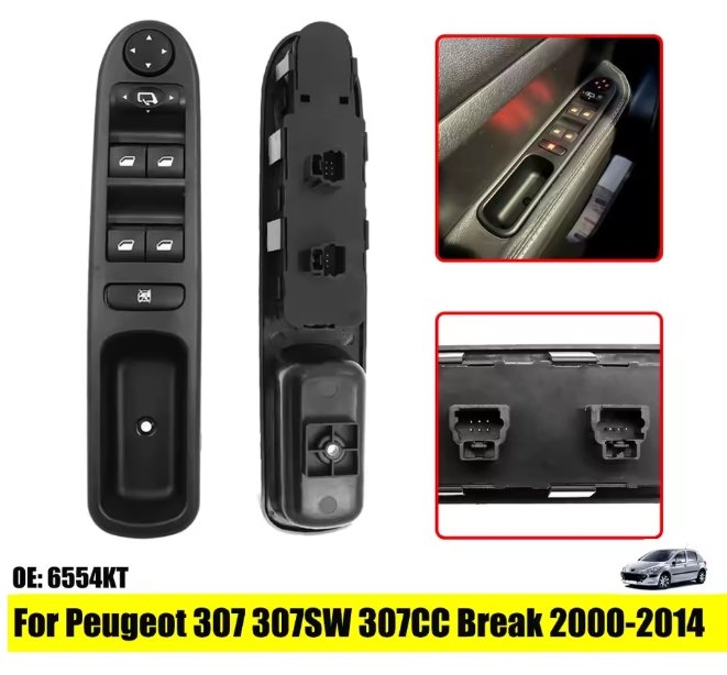 Interrupteur Commande Lève-vitre Électrique 6554kt 6554qc Pour Peugeot 207 Et 307 - Image 1 of 4