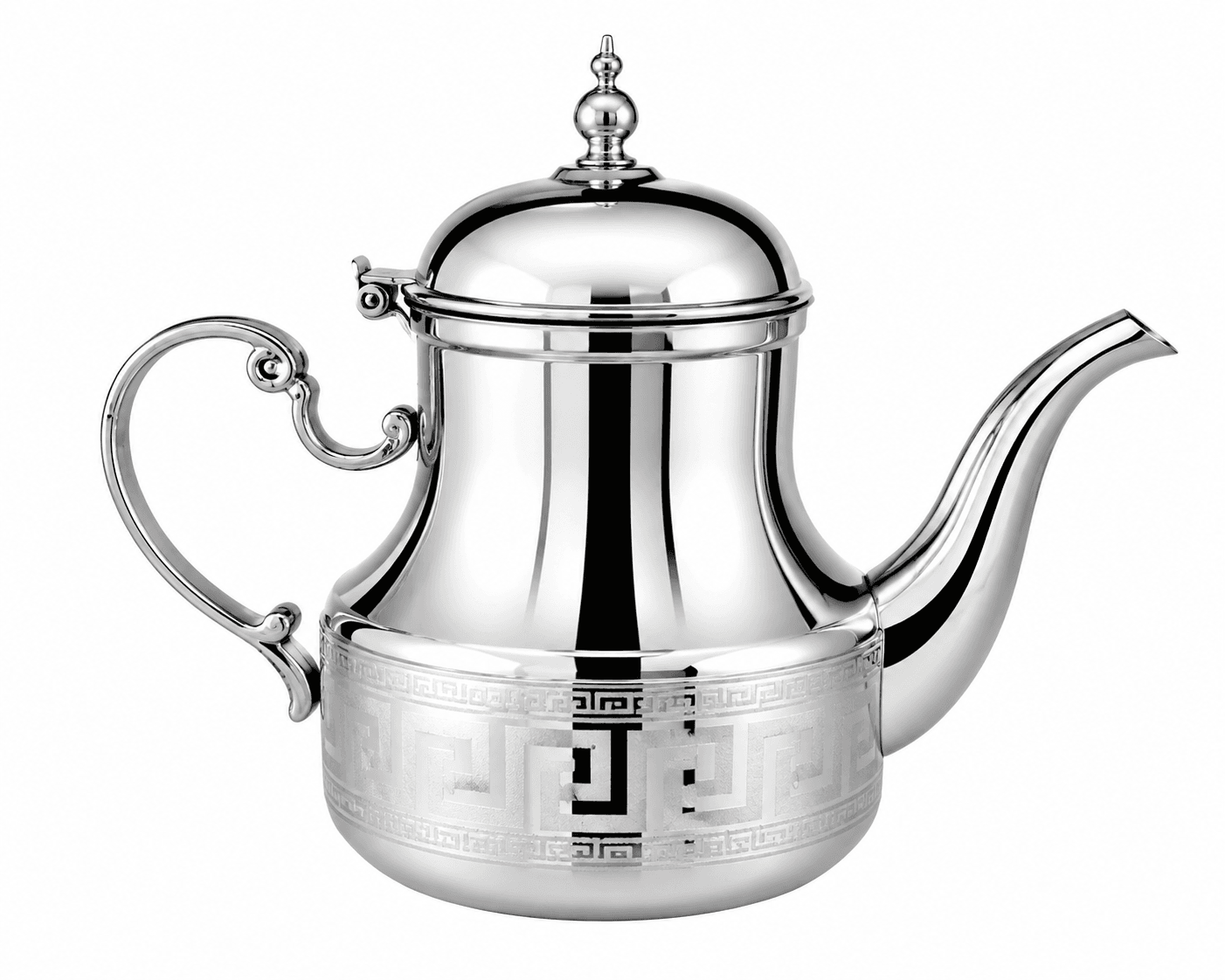 Théière Marocaine En Acier Inoxydable – Finition Miroir Gravée – Design Traditionnel - Image 1 of 2
