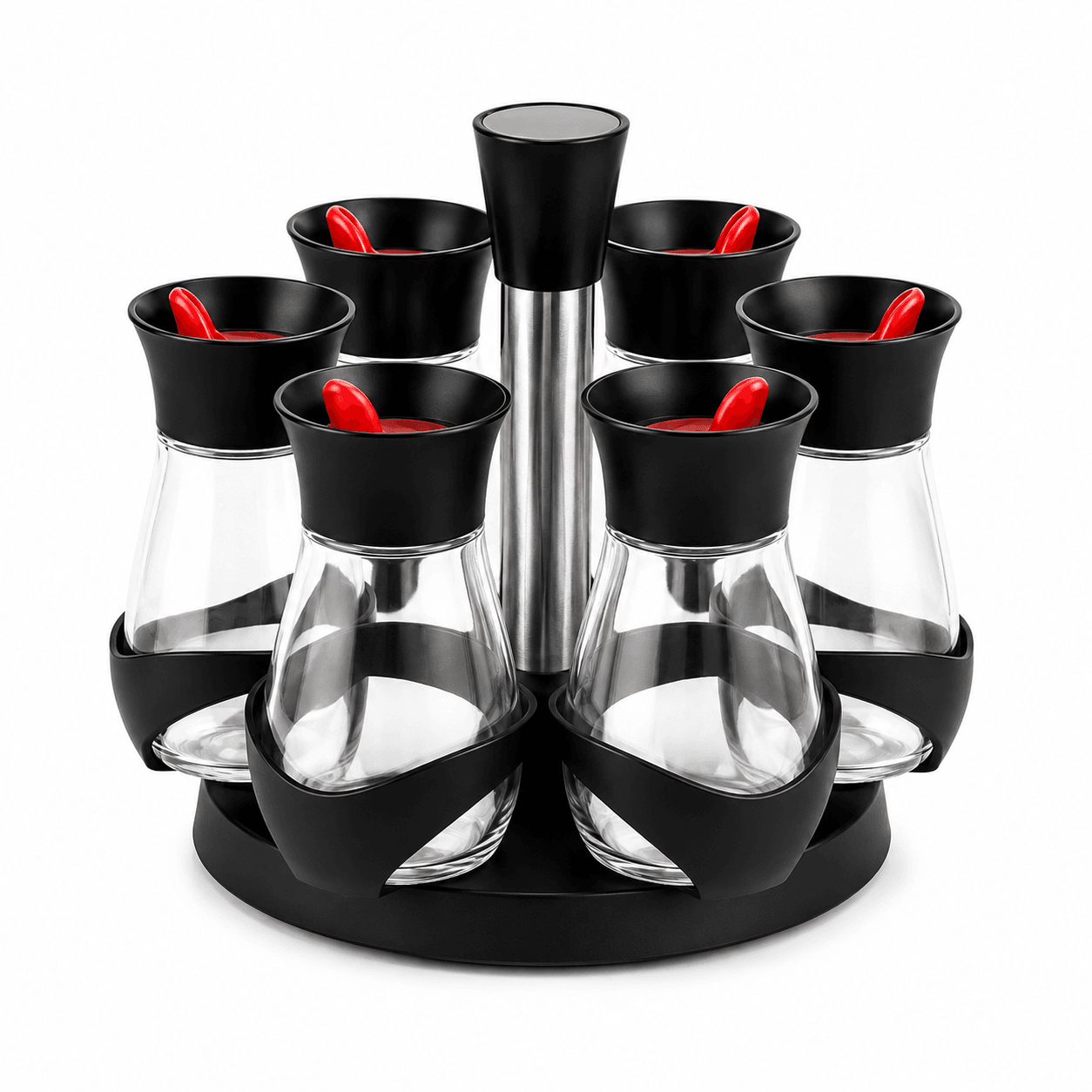 Ensemble De 6 Pots À Épices Rotatif - Support Design - Image 1 of 3