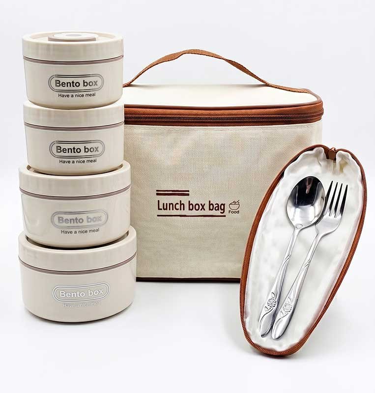 Lunch Box Isotherme 4 Pièces Avec Sac – Boîtes Hermétiques + Sac Thermique - Image 1 of 4