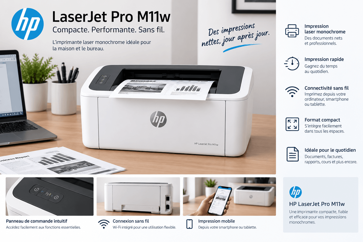 Hp Laserjet Pro M11w - Imprimante Laser Monochrome - Image 1 of 2