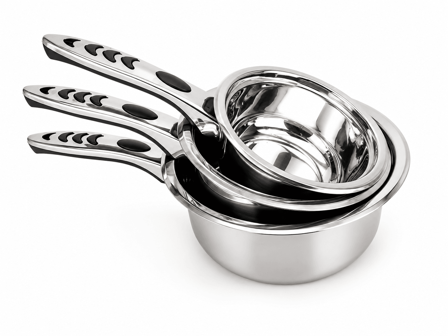 Set De 3 Casseroles En Acier Inoxydable Avec Poignées Ergonomiques 3.5 Mm  - Image 1 of 2