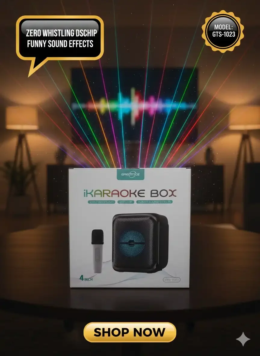 Haut-parleur Bluetooth Karaoké Portable Avec 1 Microphone Sans Fil, Son Amplifié, 12 Effets Lumineux - Image 1 of 1