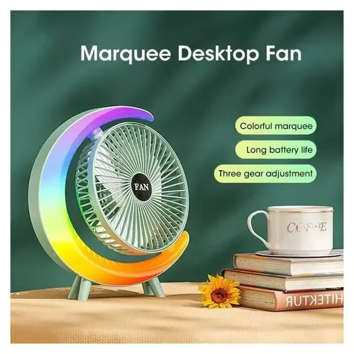 Ventilateur Électrique Portable Avec Led, Rechargeable, 3 Vitesses,ventilateur De Bureau - Image 1 of 1