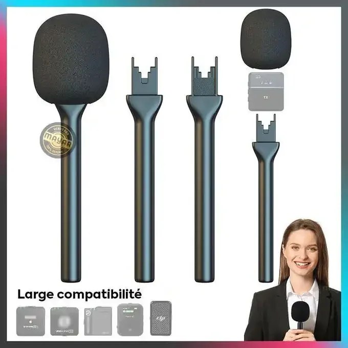 Adaptateur Microphone À Main Pour Interview, Djl / Mic, Support Portable Avec Pare-vent En Mousse - Image 1 of 1