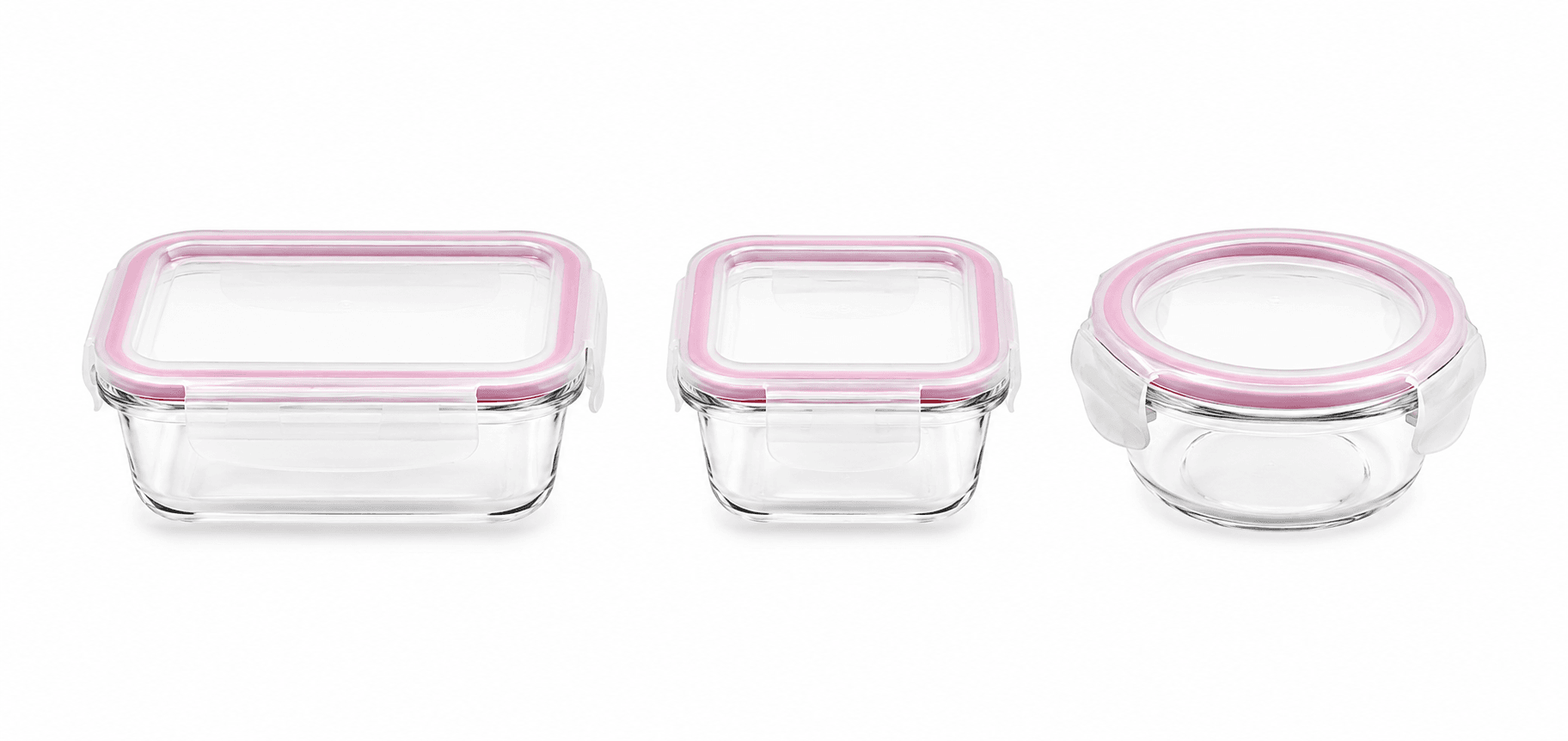 Set De 3 Boîtes Hermétiques En Verre Avec Couvercles Étanches - Image 1 of 4