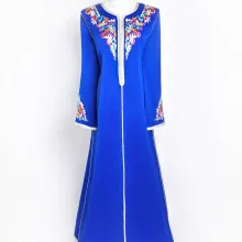 Caftan en crêpe de soie bleu thumbnail 1