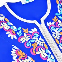 Caftan en crêpe de soie bleu thumbnail 2