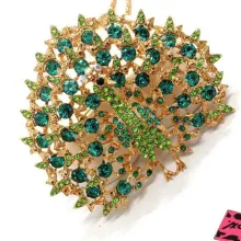 Collier Mode Femmes Vert Cristal Bling Paon Animal Pendentif Chaîne Collier thumbnail 2