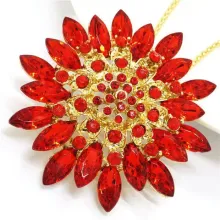 Collier Mode Femmes Rouge Cristal Bling Rose Pendentif Chaîne Collier thumbnail 2