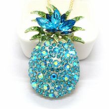 Nouveau Collier Pendentif En Cristal D'ananas Vert Strass Bling thumbnail 1