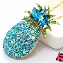 Nouveau Collier Pendentif En Cristal D'ananas Vert Strass Bling thumbnail 2