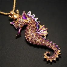 Mode Enamel Crystal - Seahorse Pendentif & Chaîne Collier thumbnail 2