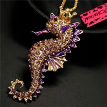 Mode Enamel Crystal - Seahorse Pendentif & Chaîne Collier thumbnail 3