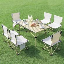 Ensemble Table Pliante + 6 Chaises Xl – Table Camping Pliable Portable Avec Sacs De Rangement (multi Couleur Aléatoire) thumbnail 1