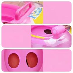 Bouée Gonflable Bébé avec Pare-Soleil – Flotteur Natation Rose pour Enfants