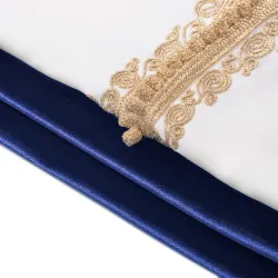 Grenouillère - blanc pour bébé avec selham bleu
