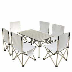 Ensemble Table Pliante + 6 Chaises Xl – Table Camping Pliable Portable Avec Sacs De Rangement (multi Couleur Aléatoire)