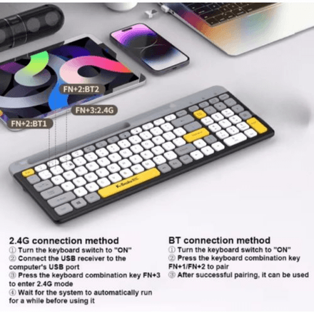 Clavier Sans Fil Bluetooth Leic-mode, 2.4g, Canal De Touristes thumbnail 2