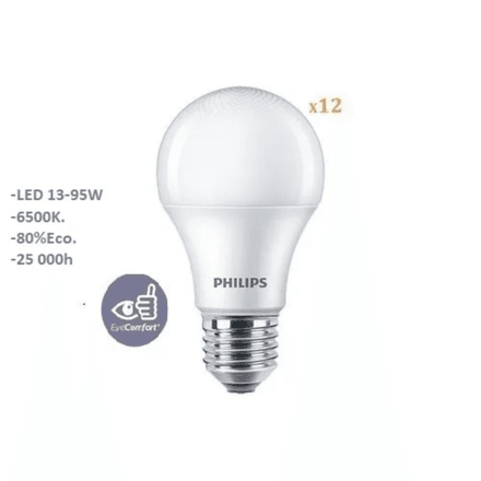 Lot de 12 ampoules Philips LEDBulb 11W douile B22 blanc froid 6500k thumbnail 2