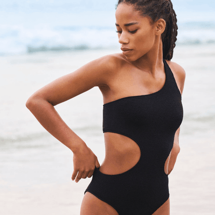 Maillot De Bain 1 Pièce Découpe Côte En Matière Extensible thumbnail 3