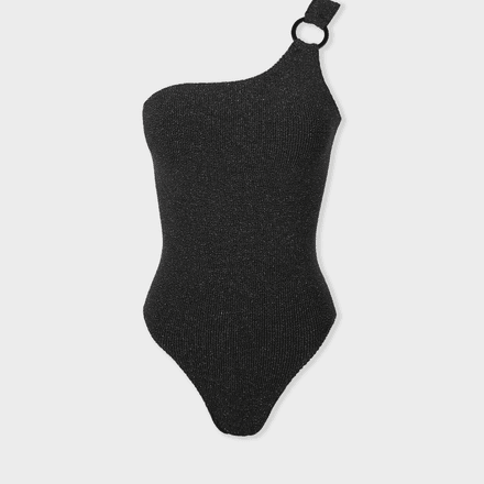 Maillot de bain 1 pièce asymétrique en matière extensible thumbnail 4