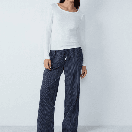 T-shirt manches longues en coton côtelé thumbnail 1