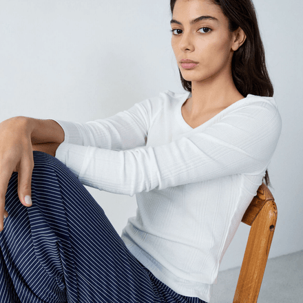 T-shirt manches longues en coton côtelé thumbnail 4