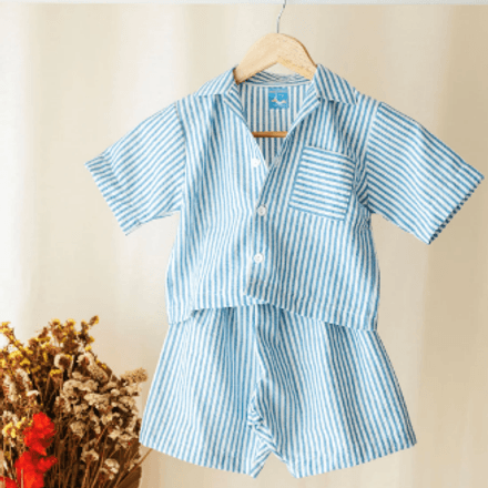 Ensemble Bali 2 Pieces pour enfant unisexe chemisier et short rayé thumbnail 2