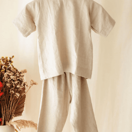Ensemble En Lin Pour Enfant Pantalon Et Chemise Unisexe thumbnail 1