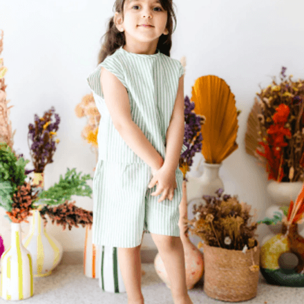 Ensemble TIKKI 2 Pieces pour enfant fille chemisier a nœud et short rayé thumbnail 1