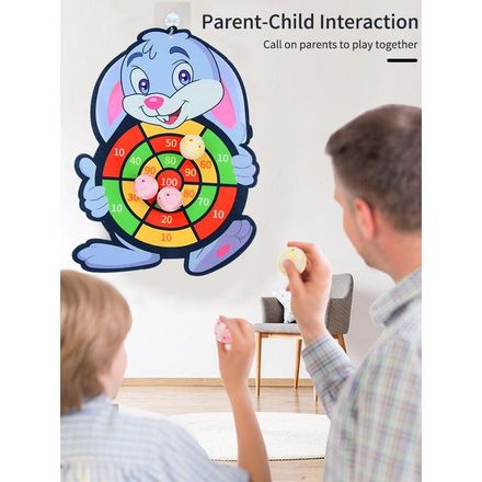 Jeu de Fléchette pour Enfants Jouets Éducatif Interactif, avec 3 Balles Collantes - Thème Lapin thumbnail 2