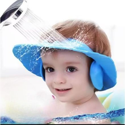 Bonnets de Douche Bébé Réglables Bleu – Chapeau de Shampoing Imperméable avec Protection Oreilles & Yeux thumbnail 1