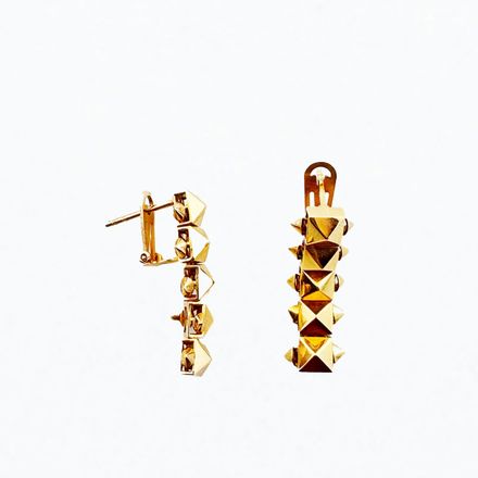 Boucles d'Oreilles Dormeuses Or Jaune & Diamilites Doubles – Éclat Moderne, Confort Chic. thumbnail 1