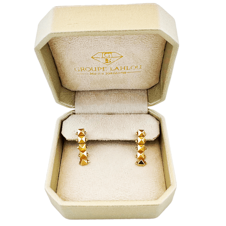 Boucles d'Oreilles Dormeuses Or Jaune & Diamilites Doubles – Éclat Moderne, Confort Chic. thumbnail 2