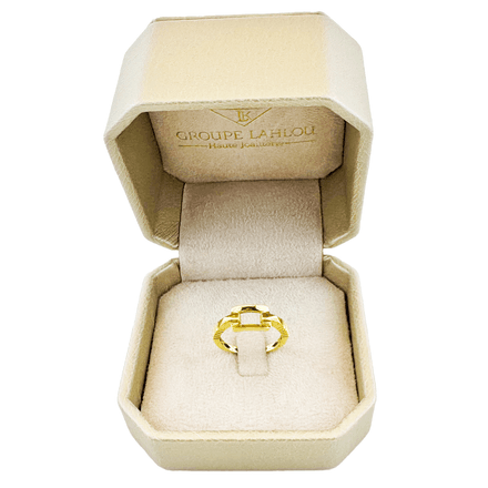 Bague Or Jaune 18K Design Géométrique Maillon – L'Éclat du Métal dans une Forme Audacieuse. thumbnail 2