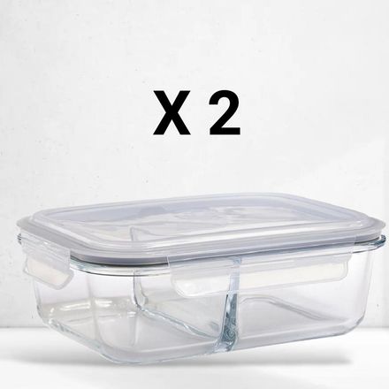 Set 2 boîtes en verre avec couvercles pour conservation GM 22/17cm/H7cm thumbnail 2