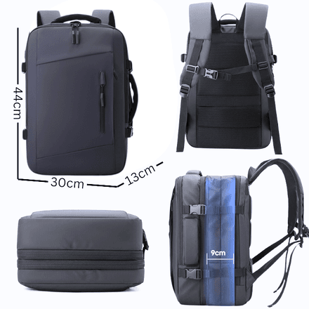 Sac à Dos Étanche avec Port Usb, Poche Pc ,Compartiment Chaussures pour Voyages thumbnail 2