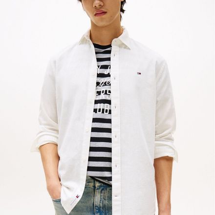 Chemise Blanche en Lin à Manches Longues, Coupe Régulière thumbnail 1
