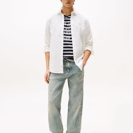 Chemise Blanche en Lin à Manches Longues, Coupe Régulière thumbnail 3