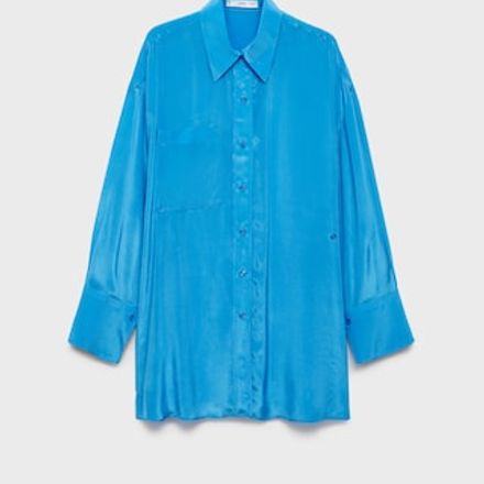 Chemise Longue Satinée Fermeture Asymétrique thumbnail 1