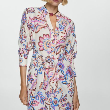 Robe en Imprimé Fleuri Nœud thumbnail 1