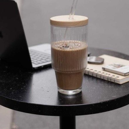 Gobelet Xl Verre Mug avec Couvercle et Paille, 500 Ml thumbnail 1