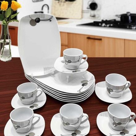 Service De Table 19 Pièces En Porcelaine De Qualité Avec Motifs Colorés Compatible Lave Vaisselle thumbnail 1