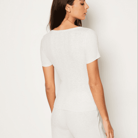 T-shirt de pyjama manches courtes en coton côtelé thumbnail 4