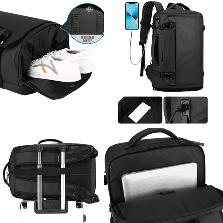 Sac à Dos Étanche avec Port USB, Poche PC ,Compartiment Chaussures pour Voyages thumbnail 3