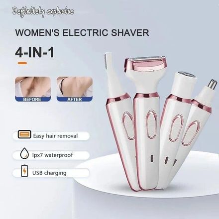 Rasoir électrique 4 en 1 pour femme épilateur pour épilation du corps, rasoir sans fil indolore KM-6713 thumbnail 3