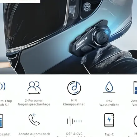 Émetteur‑récepteur Bluetooth WAYXIN T2 pour moto (Intercom / Boom Mic) thumbnail 3