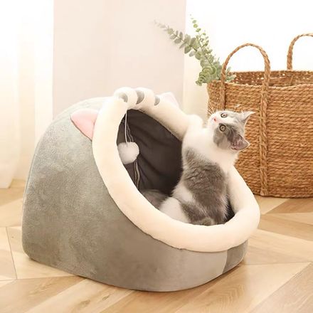 Lit pour chat et chien - Grotte avec Oreiller et Jouet - Lavable en Machine thumbnail 2
